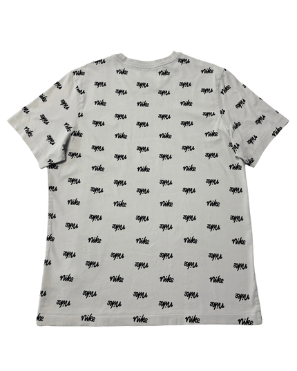 Nike Allover Script Logo Cream White Cotton T-Shirt