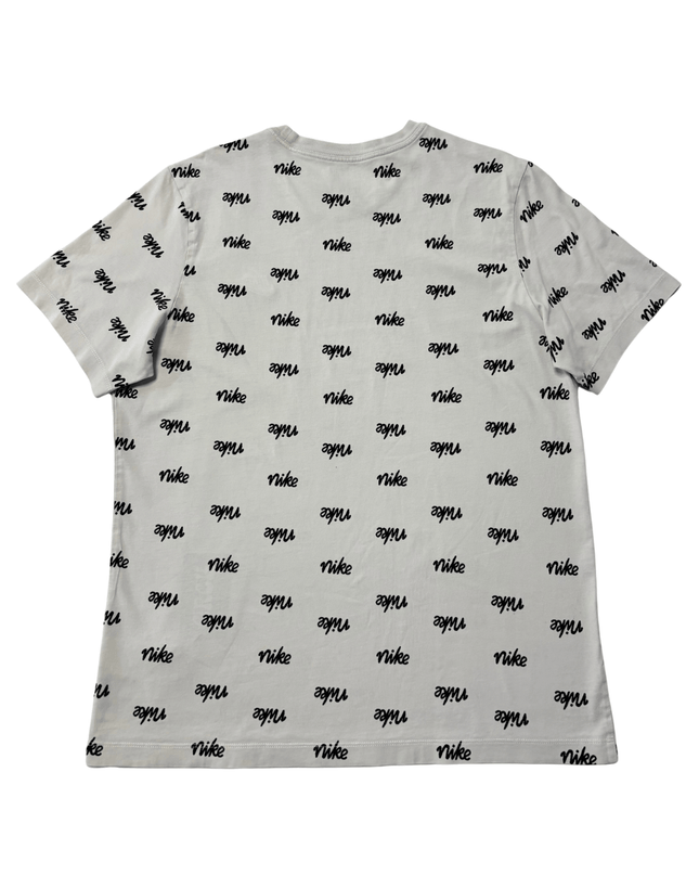 Nike Allover Script Logo Cream White Cotton T-Shirt