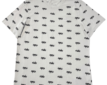 Nike Allover Script Logo Cream White Cotton T-Shirt