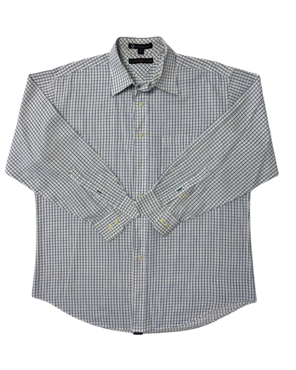 Tommy Hilfiger Blue Windowpane Check White Dress Shirt