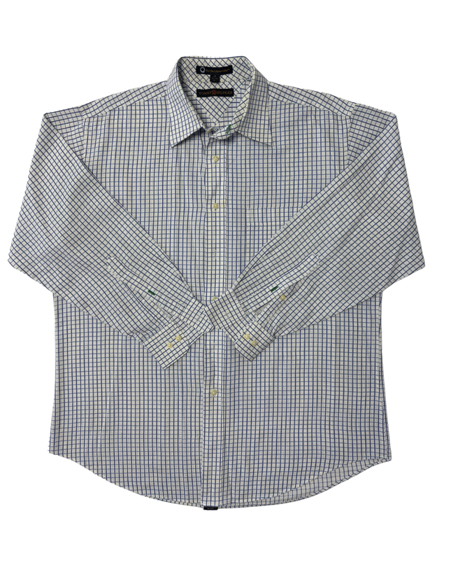 Tommy Hilfiger Blue Windowpane Check White Dress Shirt