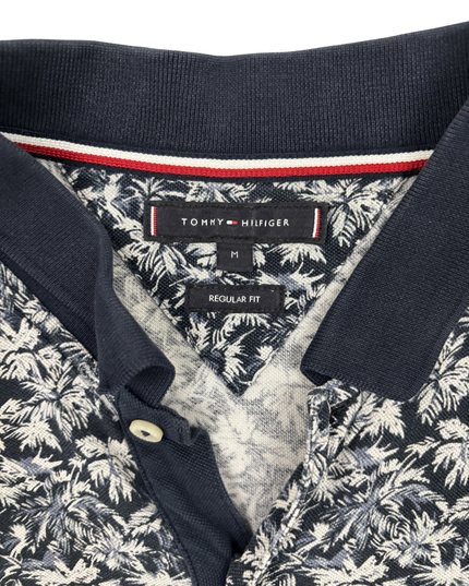 Tommy Hilfiger Palm Tree Print Navy & White Polo Shirt - M