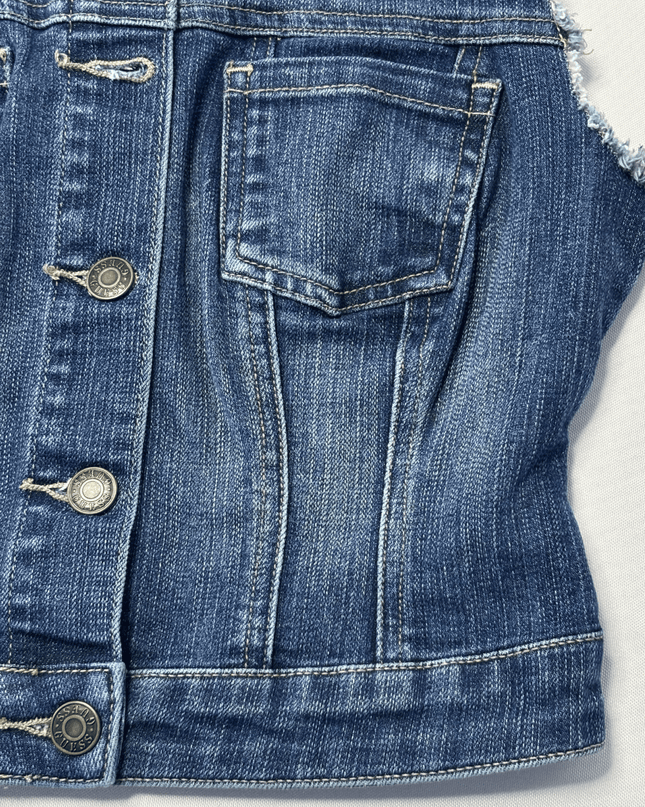 Guess Los Angeles Blue Washed Denim Patch Sleeveless Vest