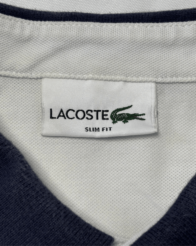 Lacoste Slim Fit Zippered Light Grey with Navy & Red Accents Polo Shirt
