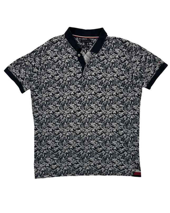 Tommy Hilfiger Palm Tree Print Navy & White Polo Shirt - M