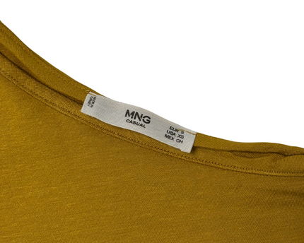 MNG Casual Mustard One-Shoulder Asymmetric Long Sleeve Top - XS