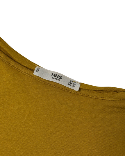MNG Casual Mustard One-Shoulder Asymmetric Long Sleeve Top - XS