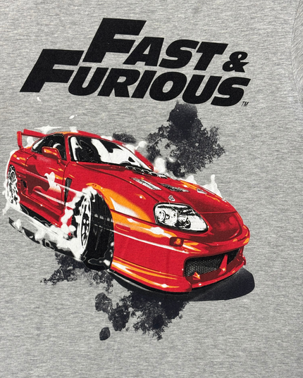 George Fast & Furious Red Toyota Supra Graphic Grey T-Shirt - L