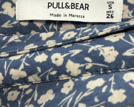 Pull&Bear Navy Blue Floral Ruffle Midi Skirt