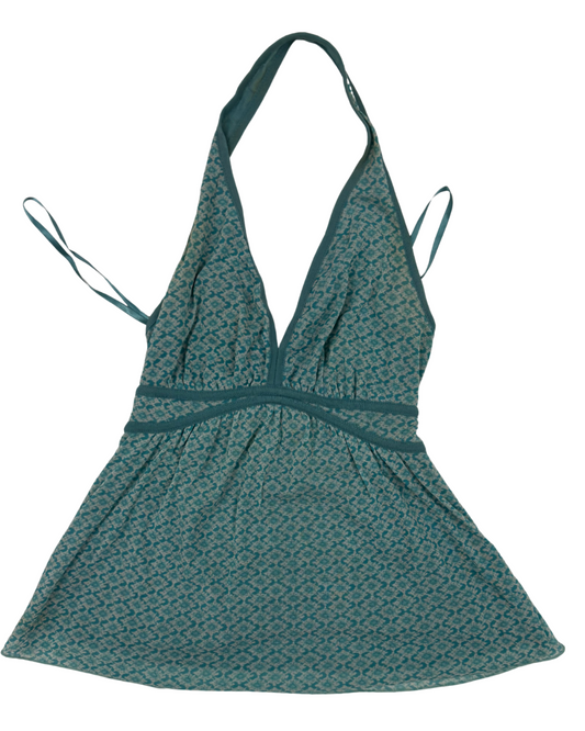 New York & Company Teal Blue Halter Empire Waist Top - XS
