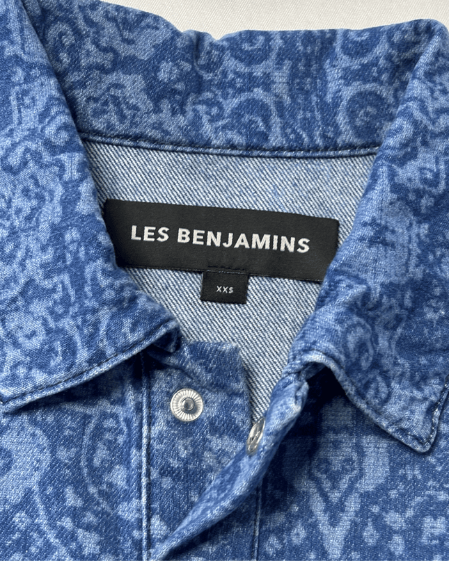 Les Benjamins Patchwork Indigo Blue Denim Polo Shirt