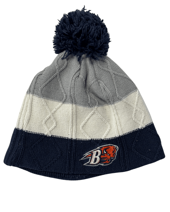 Adidas Trefoil Grey, White & Navy Cable Knit Pom Beanie