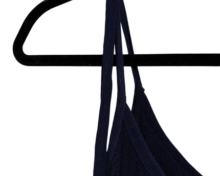 MNG Suit Navy Blue Ribbed Tie-Strap Knit Camisole Top
