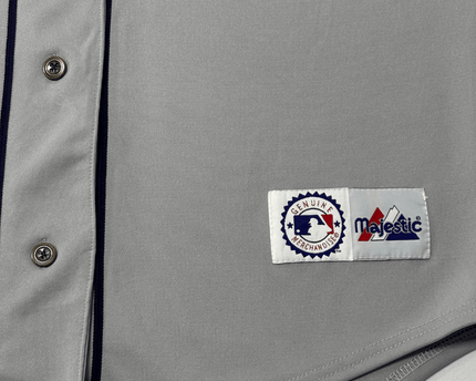 Majestic MLB Grey Button-Up Baseball Jersey