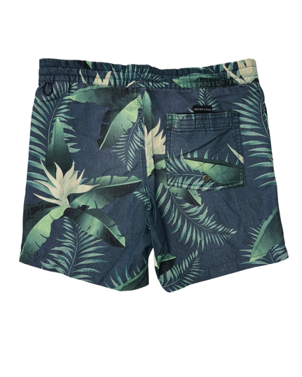 Quiksilver Tropical Palm Print Navy Green Boardshorts - S | Waist: 28"