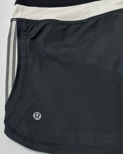 Lululemon Athletica Black & White Striped Speed Running Shorts