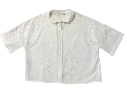 Mango Suit White Broderie Anglaise Cropped Shirt