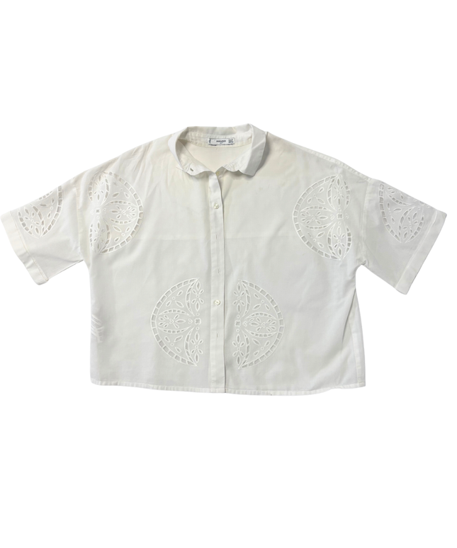 Mango Suit White Broderie Anglaise Cropped Shirt