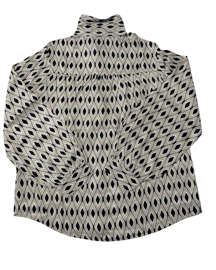 Zara Geometric Print Button-Down Shirt Black and Beige