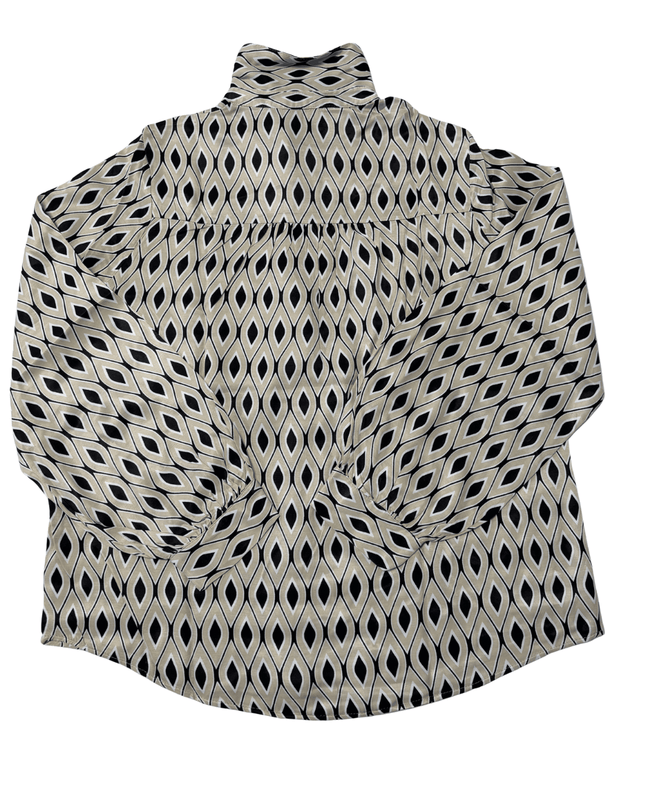 Zara Geometric Print Button-Down Shirt Black and Beige