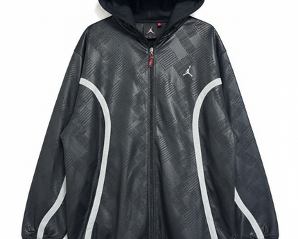 Jordan Black Embossed Pattern Zip-Up Hoodie Jacket