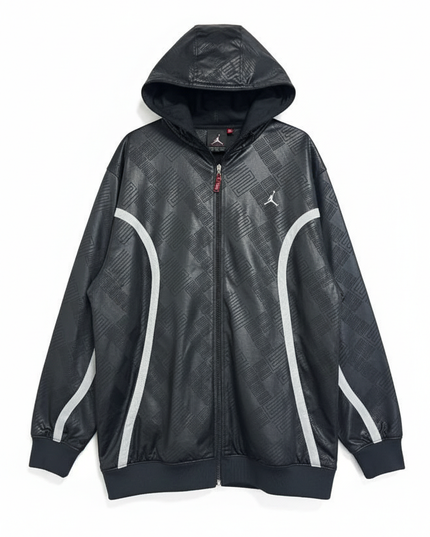 Jordan Black Embossed Pattern Zip-Up Hoodie Jacket
