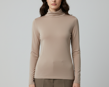 H&M Beige Turtleneck Long Sleeve Top