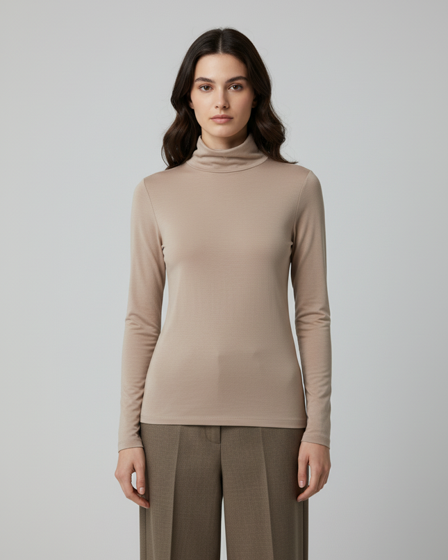 H&M Beige Turtleneck Long Sleeve Top