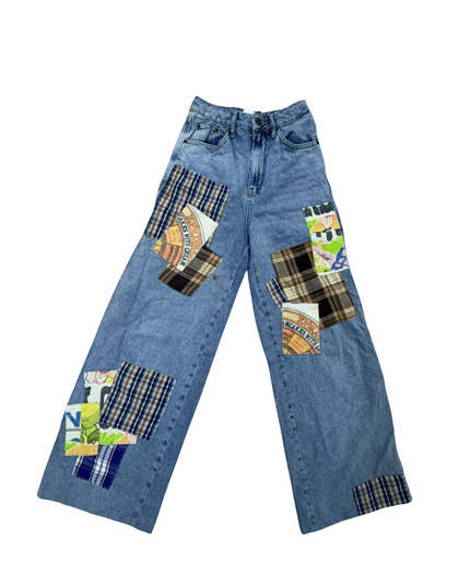 Wide Leg Multi Patch Jeans - XS | Waist 24