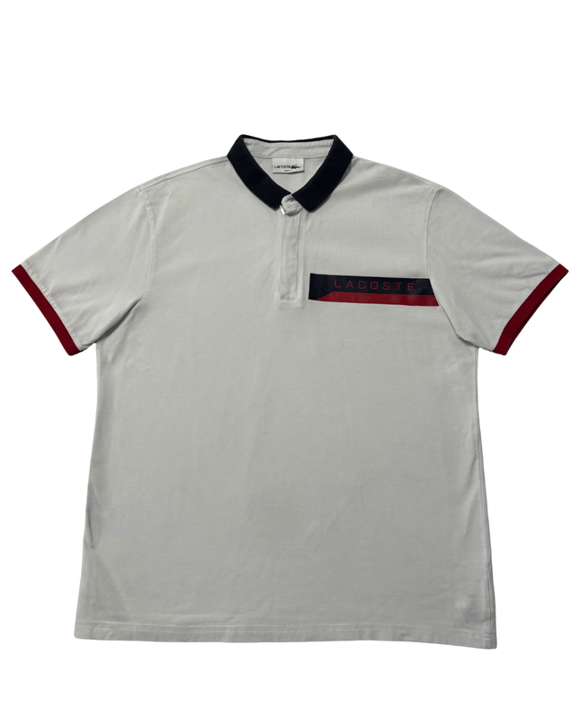 Lacoste Slim Fit Zippered Light Grey with Navy & Red Accents Polo Shirt