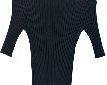Belldini Black Ribbed Rhinestone Zipper Cardigan