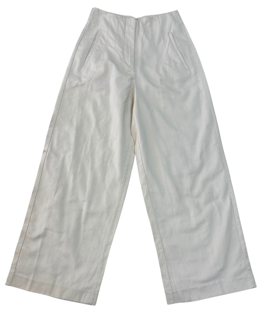 Zara Cream High-Waisted Wide-Leg Trousers - XS