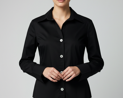 Banana Republic Black Stretch Button-Down Long Sleeve Shirt