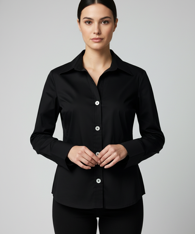 Banana Republic Black Stretch Button-Down Long Sleeve Shirt