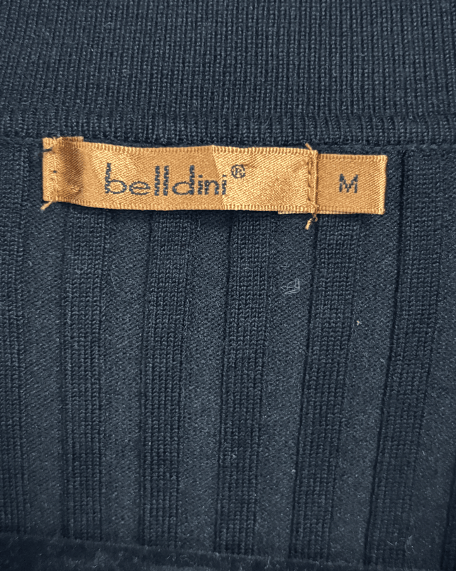 Belldini Black Ribbed Rhinestone Zipper Cardigan