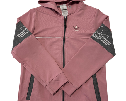 Adidas Originals Pink & Charcoal Trefoil Panel Zip Hoodie