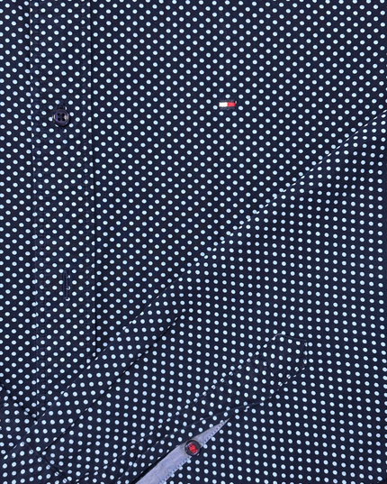 Tommy Hilfiger Light Blue Polka Dot Navy Slim Fit Shirt