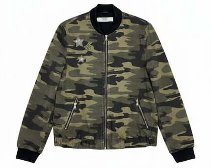 Zara Camouflage Patchwork Bomber Jacket