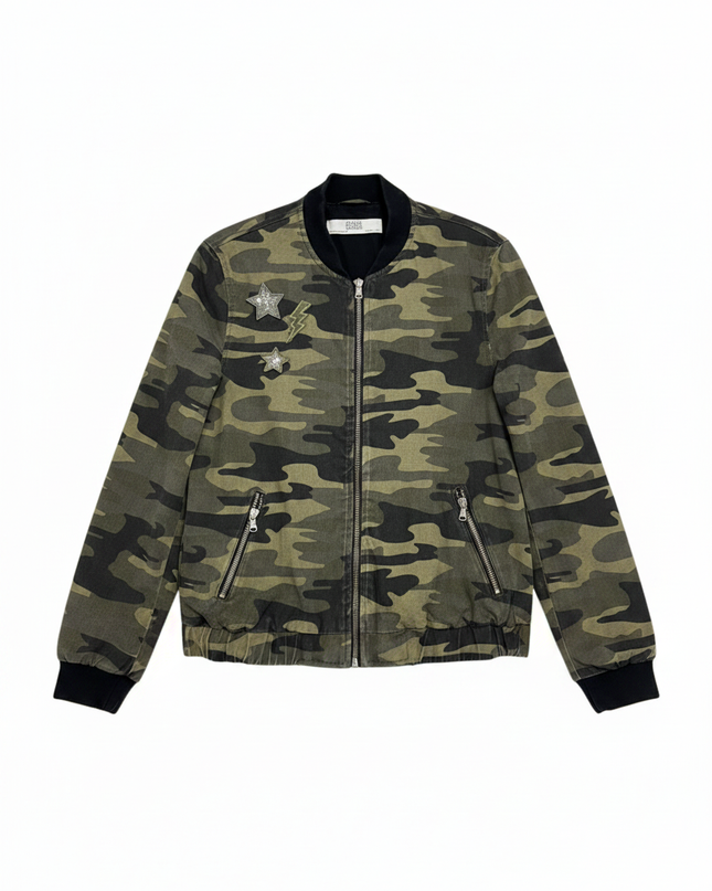 Zara Camouflage Patchwork Bomber Jacket
