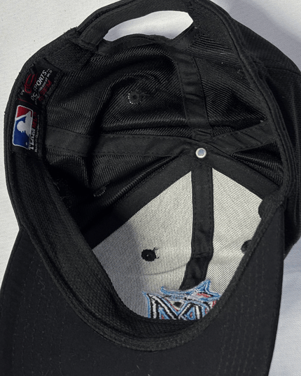  Miami Marlins Black Adjustable Strap‑Back MLB Cap