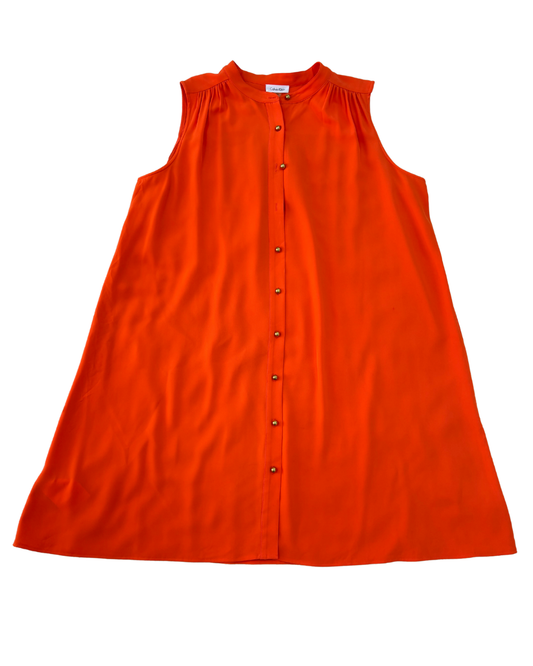 Calvin Klein Sleeveless Orange Shirt Dress - XXL