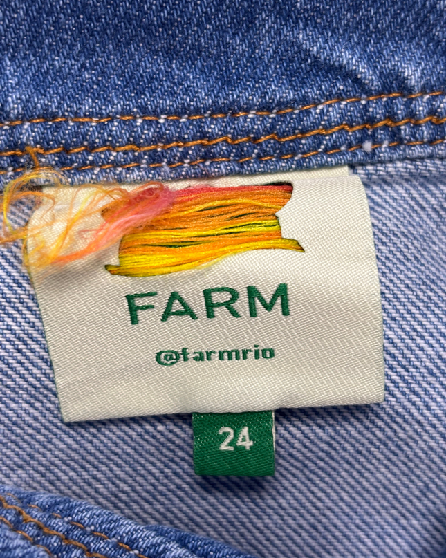 Farm Rio Medium Wash Denim Wave Button-Front Maxi Skirt