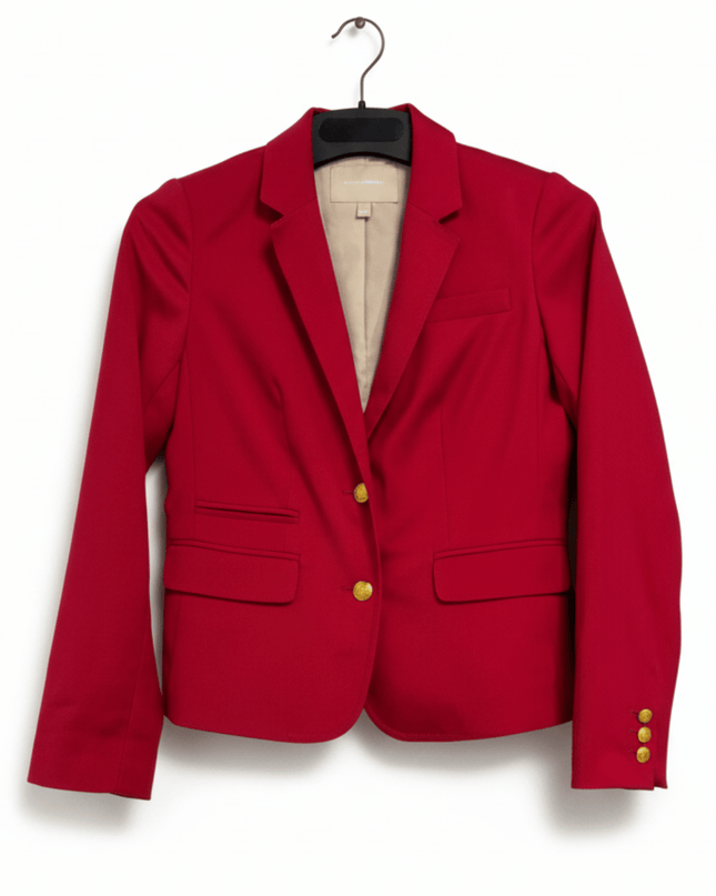 Banana Republic Red with Gold Crest Buttons Tailored Blazer