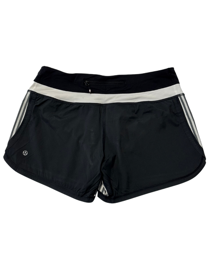 Lululemon Athletica Black & White Striped Speed Running Shorts