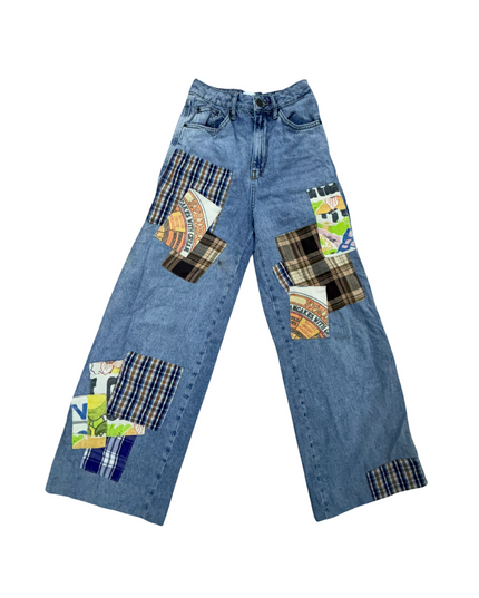 Wide Leg Multi Patch Jeans - XS | Waist 24