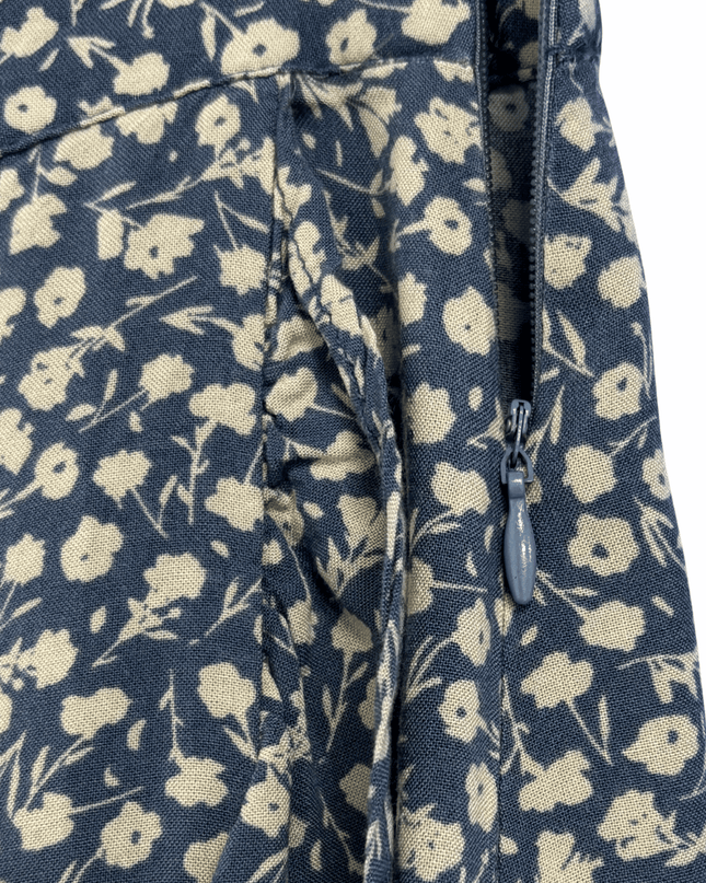 Pull&Bear Navy Blue Floral Ruffle Midi Skirt