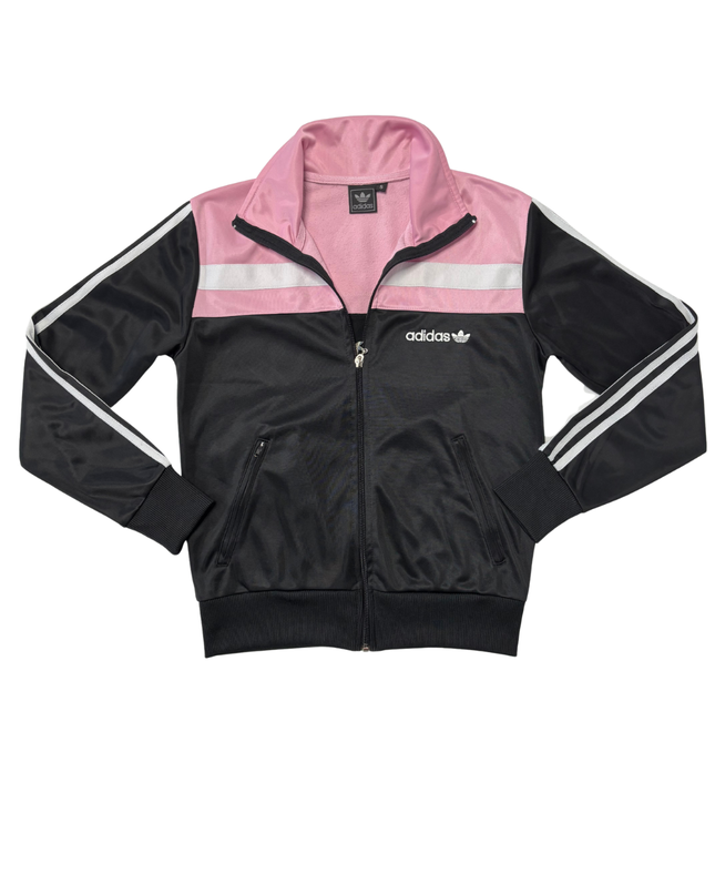 Adidas Originals Pink & Black Colorblock Trefoil Track Jacket
