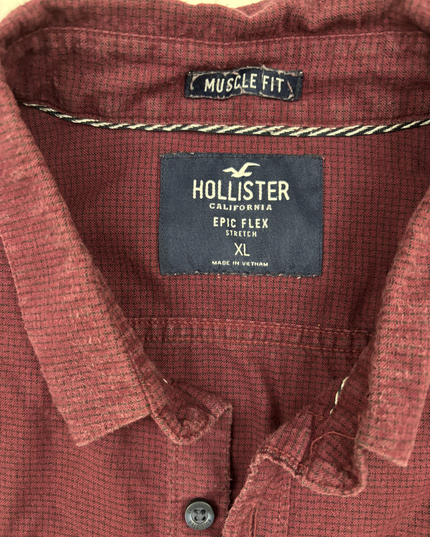 Hollister California Epic Flex Muscle Fit Burgundy Shirt - L