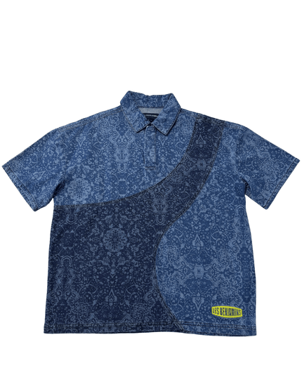 Les Benjamins Patchwork Indigo Blue Denim Polo Shirt