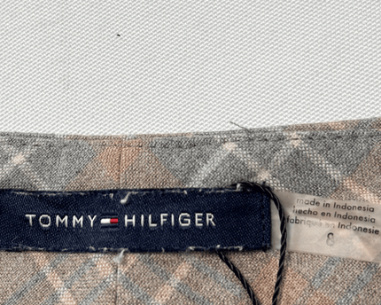 Tommy Hilfiger Grey & Camel Checkered Flared Pants